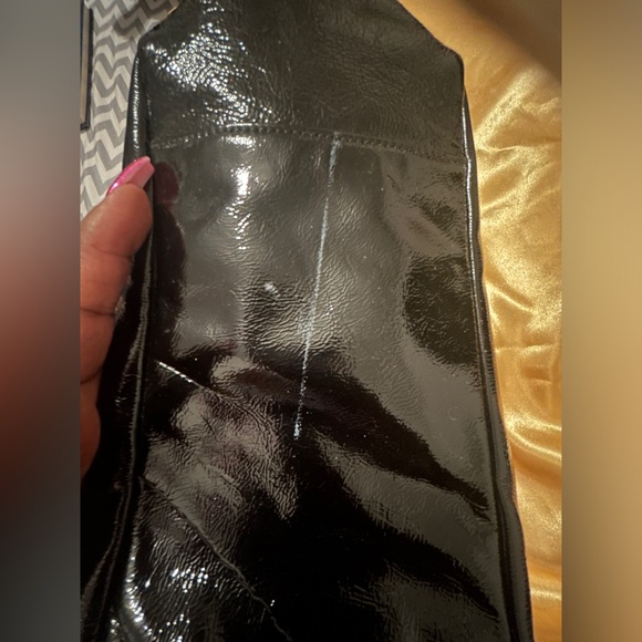 Coach Black Patent Leather Hobo Tie Bag Brass Vintage - Picture 7 of 7